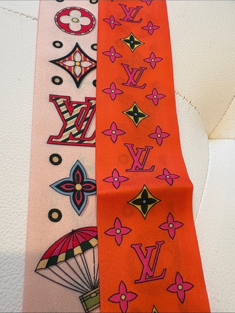 New Wood Louis Vuitton Home Decor & Silk Pink Orange Monogram Twilly Ribbon - Picture 8 of 8